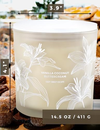 Vela Aromática de Coco y Vainilla | Gran Vela de Soja de 3 Mechas de 14.5oz | Vela de Cupcake de Vainilla | Regalo Ideal para Mujeres y Hombres - imagen 5