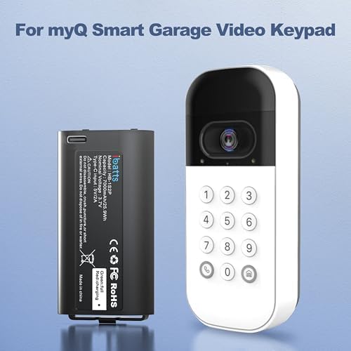 Batería de Repuesto IBATTS de 1 Paquete para Teclado de Video myQ Smart Garage, Batería de Litio Recargable de 7000mAh, Carga Rápida Tipo C - imagen 3