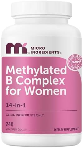 Complejo B Metilado para Mujeres Micro Ingredients, 240 Cápsulas Vegetarianas | Vitaminas B Activadas con Metilfolato, Metil B12, DIM y Complejo de - imagen 1