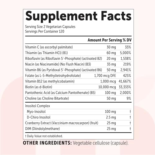 Complejo B Metilado para Mujeres Micro Ingredients, 240 Cápsulas Vegetarianas | Vitaminas B Activadas con Metilfolato, Metil B12, DIM y Complejo de - imagen 6