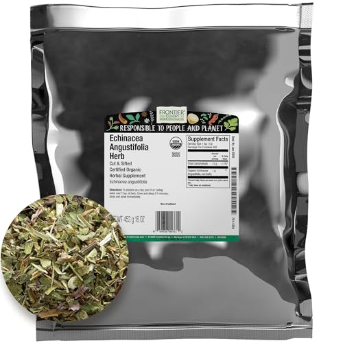 Hierba de Echinacea Angustifolia Orgánica Frontier Co-op, 1 lb en Bolsa a Granel - Cortada y Tamizada, Ideal para Té de Echinacea y Usos Herbales, - imagen 1