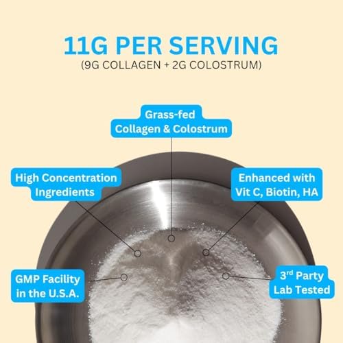 Simply Basically Polvo de Colostrum y Péptidos de Colágeno con Biotina, Ácido Hialurónico y Vitamina C | Suplemento para Salud Digestiva, Inmunidad y - imagen 5
