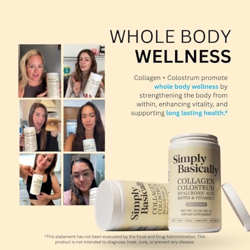 Simply Basically Polvo de Colostrum y Péptidos de Colágeno con Biotina, Ácido Hialurónico y Vitamina C | Suplemento para Salud Digestiva, Inmunidad y - imagen 7