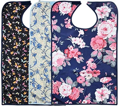 Bibs Celley para Adultos, Paquete de 3, Con Capturador de Migas, Lavables y Reutilizables, Protectores de Ropa para Mujeres Mayores - imagen 1