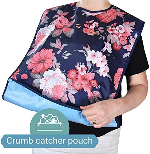 Bibs Celley para Adultos, Paquete de 3, Con Capturador de Migas, Lavables y Reutilizables, Protectores de Ropa para Mujeres Mayores - imagen 4