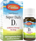 Carlson - Super Daily D3, 6000 IU (150 mcg) por Gota, Vitamina D3 Líquida, Suministro para 1 Año, No GMO, Sin Sabor, 365 Gotas Vegetarianas (10.3 mL) - imagen 1