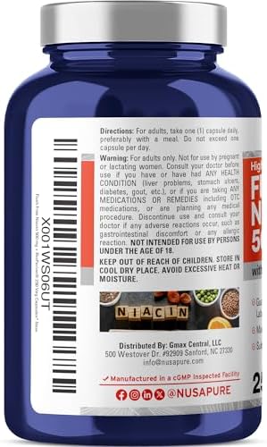 NusaPure Niacina Sin Enrojecimiento - 500 mg - 250 Cápsulas - Apta para Vegetarianos/Veganos, No GMO - imagen 2
