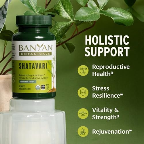 Tabletas Orgánicas de Shatavari de Banyan Botanicals – Tónico Rejuvenecedor para la Vitalidad Femenina y Salud Reproductiva – Adaptógeno Refrescante - imagen 2