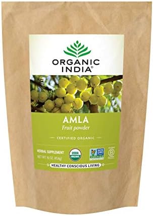 Polvo de Amla Orgánico ORGANIC INDIA - Albahaca Sagrada, Soporte Inmunológico, Vitamina C, Superalimento Ayurvédico, 1 lb - imagen 1