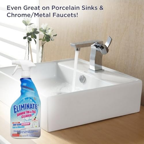 Limpiador para Ducha, Bañera y Azulejos Clean-X Eliminate - 32 fl oz - Elimina residuos de jabón y minerales de agua dura - UNELKO Invisible Shield - imagen 3