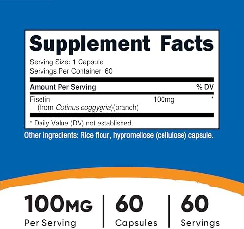 Cápsulas de Fisetina Nutricost 100mg, 60 Cápsulas - Antioxidante Natural de Polifenoles - Suplemento Vegano, Sin Gluten y No OGM - imagen 2