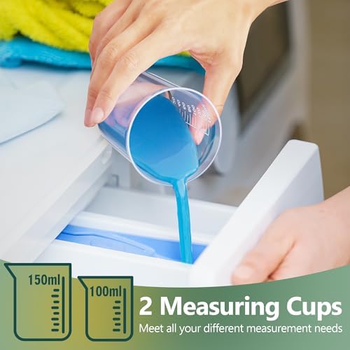 Dispensador de detergente líquido Moforoco con bandeja de bambú, 2 paquetes de 64 oz, dispensador de suavizante con bomba y etiquetas para - imagen 6