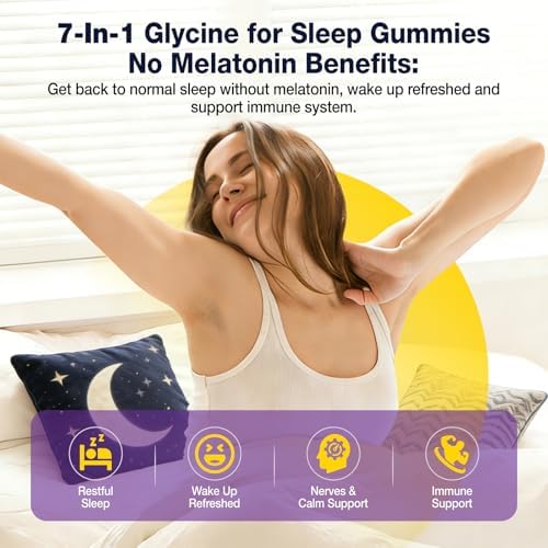 Gomitas de Glycine para Dormir, Suplementos de 3g con NAC, Magnesio, L-Theanina, GABA, L Triptófano, B6, Sin Melatonina, Sin Azúcar, Veganas, Sabor - imagen 7