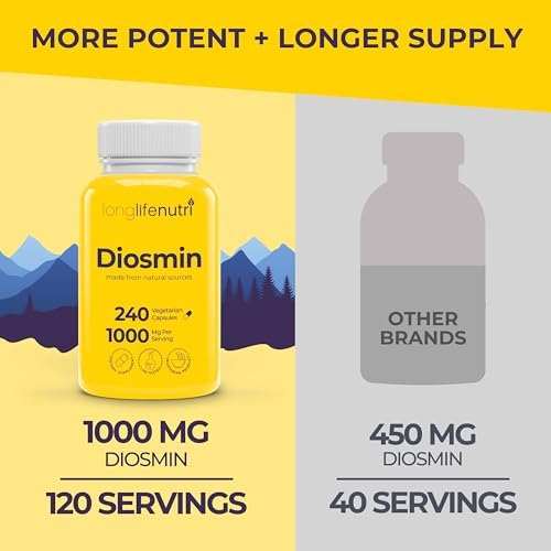 Diosmina 1000mg Fórmula Avanzada - 240 Cápsulas para Apoyo a la Salud Circulatoria, Suministro para 4 Meses, No GMO, Hecho en EE. UU. - Suplemento - imagen 3
