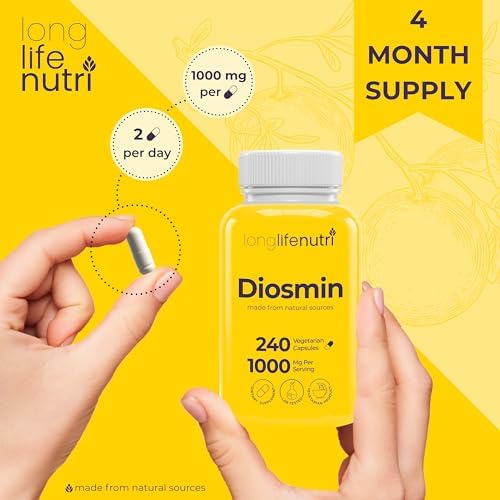 Diosmina 1000mg Fórmula Avanzada - 240 Cápsulas para Apoyo a la Salud Circulatoria, Suministro para 4 Meses, No GMO, Hecho en EE. UU. - Suplemento - imagen 5