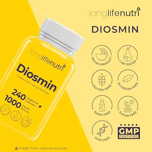 Diosmina 1000mg Fórmula Avanzada - 240 Cápsulas para Apoyo a la Salud Circulatoria, Suministro para 4 Meses, No GMO, Hecho en EE. UU. - Suplemento - imagen 7