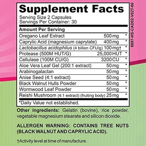 Complejo de Candida Cyrixs Health | Refuerza tu Sistema Inmunológico | Limpieza Natural del Intestino con Hierbas, Antifúngicos, Enzimas y - imagen 2