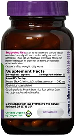 Suplemento Herbal Orgánico Black Cohosh de Oregon's Wild Harvest, 90 Cápsulas - imagen 2
