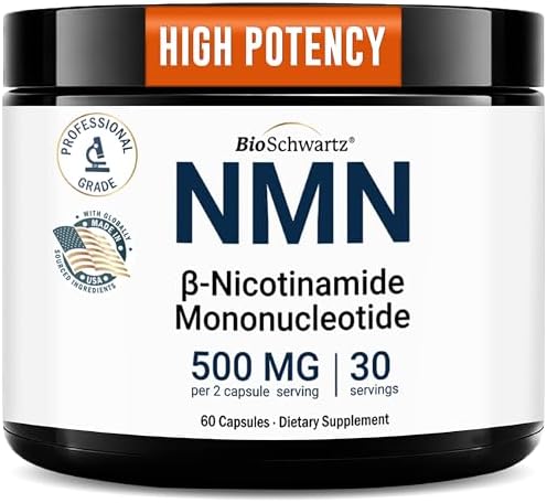 Suplemento de NMN BioSchwartz - 500mg de Nicotinamida Mononucleótido - 30 Porciones, 60 Cápsulas - Hecho en EE. UU. con Ingredientes Premium, - imagen 1