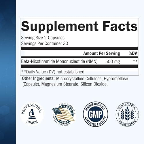 Suplemento de NMN BioSchwartz - 500mg de Nicotinamida Mononucleótido - 30 Porciones, 60 Cápsulas - Hecho en EE. UU. con Ingredientes Premium, - imagen 3