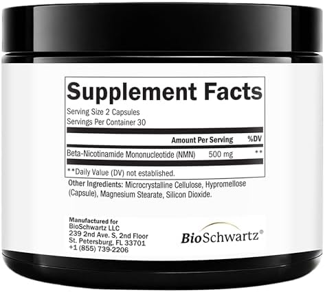 Suplemento de NMN BioSchwartz - 500mg de Nicotinamida Mononucleótido - 30 Porciones, 60 Cápsulas - Hecho en EE. UU. con Ingredientes Premium, - imagen 5