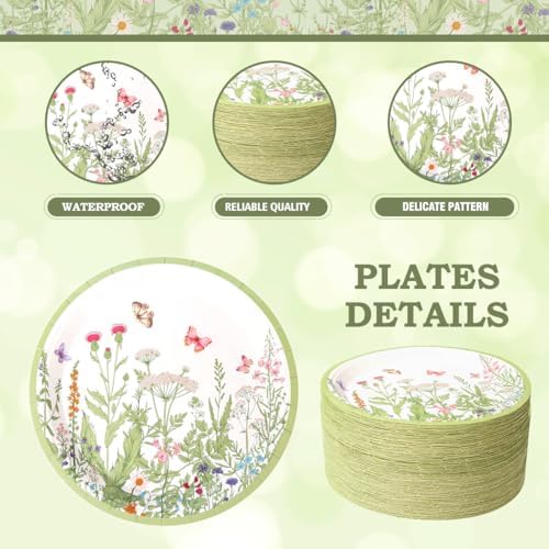 Platos de Papel Florales BHHQHH de 9 pulgadas - 100 piezas desechables para Fiestas de Cumpleaños, Bodas, Baby Shower y Más - imagen 3