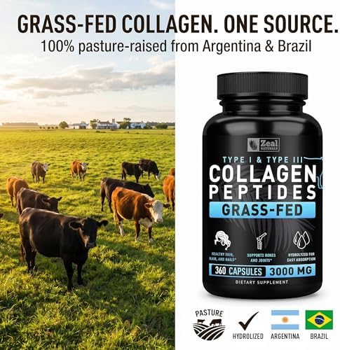 Cápsulas de Péptidos de Colágeno 360 Piezas - Colágeno Hidrolizado de Res Alimentada con Pasto - Suplementos para Cabello, Piel, Uñas y Articulaciones - imagen 2