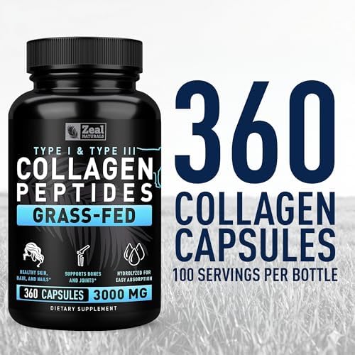 Cápsulas de Péptidos de Colágeno 360 Piezas - Colágeno Hidrolizado de Res Alimentada con Pasto - Suplementos para Cabello, Piel, Uñas y Articulaciones - imagen 7