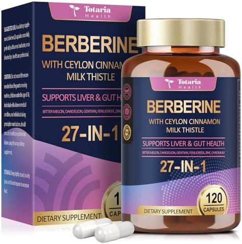 Suplemento de Berberina con Canela de Ceilán y Cardo Mariano - Fórmula Natural GLP-1, Berberina Plus para Salud Hepática y Digestiva, Inmunidad, - imagen 1
