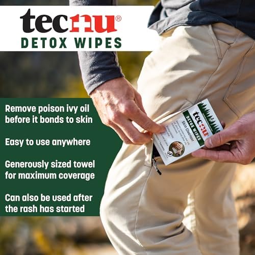 Toallitas Detox Tecnu, 18 piezas. Toallitas grandes para aliviar la hiedra venenosa, eliminan el aceite causante de erupciones, sin agua, también - imagen 5