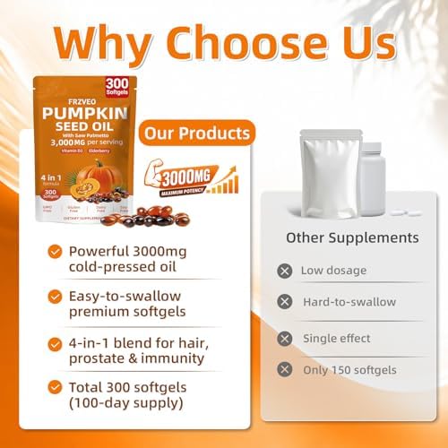 Aceite de Semilla de Calabaza FRZVEO 300 Cápsulas Prensado en Frío con Saw Palmetto, Vitamina D3 y Saúco – Apoya Salud Prostática, Capilar y Urinaria - imagen 5