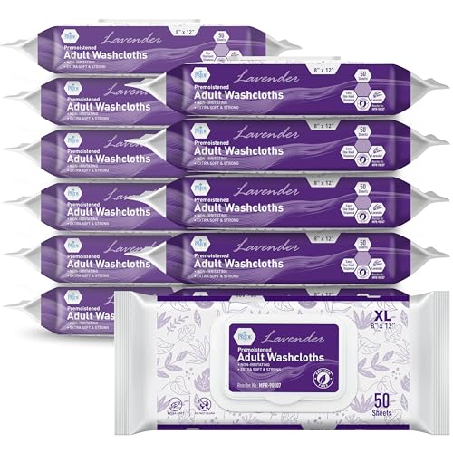 Toallitas Desechables Premoistened MED PRIDE para Adultos 8 x 12 in | Ultra Suaves, Sin Parabenos, Sin Enjuague | Aroma a Lavanda | Paquete de 600 - imagen 1