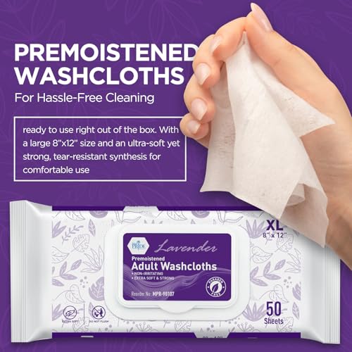 Toallitas Desechables Premoistened MED PRIDE para Adultos 8 x 12 in | Ultra Suaves, Sin Parabenos, Sin Enjuague | Aroma a Lavanda | Paquete de 600 - imagen 4