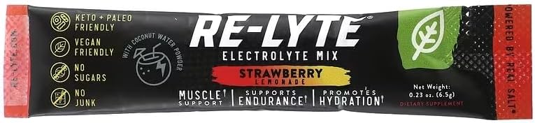 Mezcla de Bebida Electrolítica RELYTE Re-Lyte Sabor Fresa-Limón, 15 Porciones, Paquete de 3.44 oz. - imagen 3