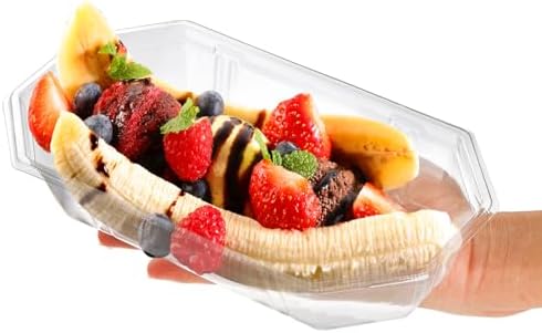 ZOOFOX 200 Piezas Platos Desechables para Banana Split, 12 oz, Bowls de Plástico PET Transparentes para Postres, Bodas, Catering y Fiestas - imagen 3
