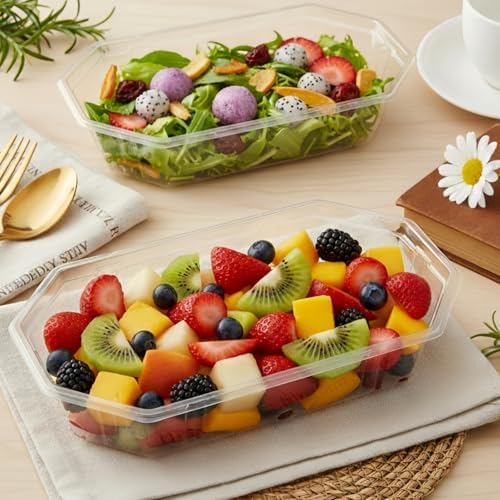ZOOFOX 200 Piezas Platos Desechables para Banana Split, 12 oz, Bowls de Plástico PET Transparentes para Postres, Bodas, Catering y Fiestas - imagen 5