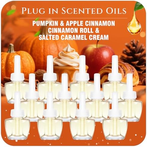 Recargas de Ambientador Enchufable, Calabaza, Manzana Canela, Rollito de Canela, Crema de Caramelo Salado, 7.92 Fl Oz, 12 Piezas, Compatible con Air - imagen 1