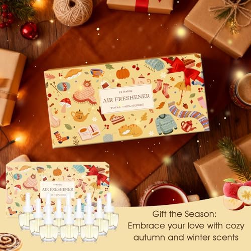 Recargas de Ambientador Enchufable, Calabaza, Manzana Canela, Rollito de Canela, Crema de Caramelo Salado, 7.92 Fl Oz, 12 Piezas, Compatible con Air - imagen 7