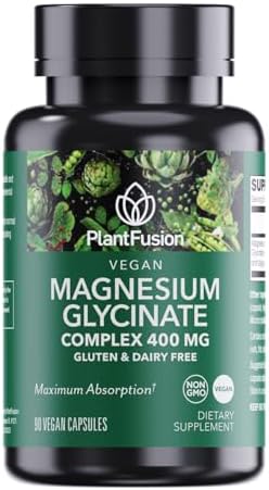 Complejo de Magnesio Glicinato Vegano PlantFusion 400 mg - Alta Absorción y Biodisponibilidad - Chelado - Apoya Relajación Muscular, Sueño, Salud - imagen 1