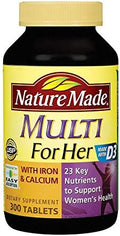 Nature Made, Multivitaminas para Mujeres con Hierro y Calcio, 23 Nutrientes Clave para la Salud Femenina (300 Tabletas) - imagen 1