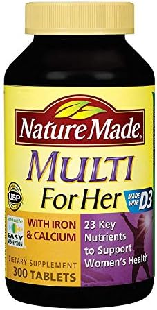Nature Made, Multivitaminas para Mujeres con Hierro y Calcio, 23 Nutrientes Clave para la Salud Femenina (300 Tabletas) - imagen 1