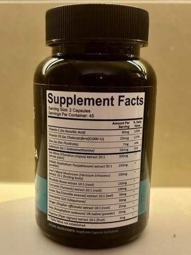 Combo Adndale SeaMoss y Shilajit - Paquete de Musgo Marino y Shilajit con Cápsulas de Lion's Mane, CoQ10 y Rhodiola Rosea - 90 Cápsulas - imagen 8