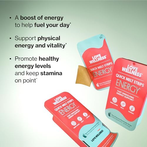 Love Wellness Energy* Tiras de Disolución Rápida - Soporte Energético con Cafeína Natural y Botánicos - Promueve el Enfoque y la Alerta* - Sin Agua - imagen 2
