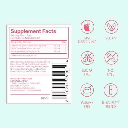 Love Wellness Energy* Tiras de Disolución Rápida - Soporte Energético con Cafeína Natural y Botánicos - Promueve el Enfoque y la Alerta* - Sin Agua - imagen 7