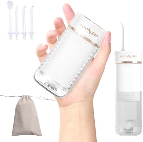 Hilo Dental Portátil Novalgie, Irrigador Oral Mini Inalámbrico con Tanque Telescópico de 180ML, 3 Modos y 5 Boquillas, IPX7, Limpiador de Dientes - imagen 1
