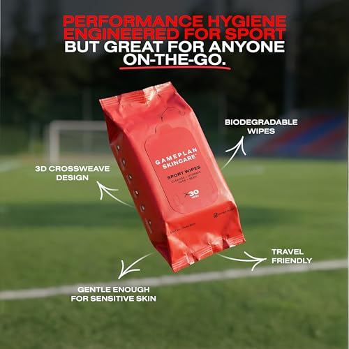 Toallitas Faciales y Corporales GamePlan Post-Sudor para Deportistas, Eliminan Sudor, Suciedad y Aceite, Biodegradables y No Pegajosas - Paquete de 2 - imagen 3