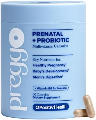 Cápsulas de Multivitamínico Prenatal + Probiótico O Positiv PREGGO – Fórmula Avanzada con Folato, Colina, Omega-3, Vitaminas y Minerales – 30 - imagen 1