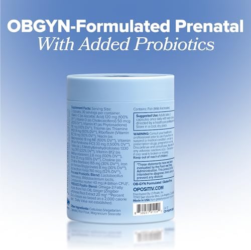 Cápsulas de Multivitamínico Prenatal + Probiótico O Positiv PREGGO – Fórmula Avanzada con Folato, Colina, Omega-3, Vitaminas y Minerales – 30 - imagen 6