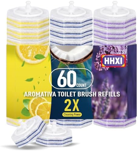 Recargas de Cepillo de Baño HHXI 60Ct, Limpiadores de Taza de Baño, Almohadillas de Limpieza de Doble Capa, Recargas Desechables para Varitas - imagen 1
