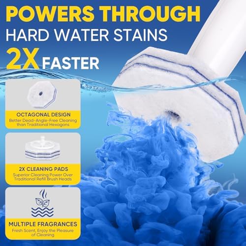Recargas de Cepillo de Baño HHXI 60Ct, Limpiadores de Taza de Baño, Almohadillas de Limpieza de Doble Capa, Recargas Desechables para Varitas - imagen 3